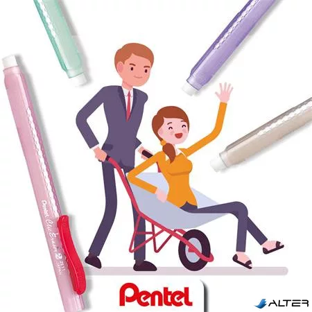 Radírstift, tolóbetétes, PENTEL "ZE11-A", fekete klip