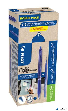 Rollertoll, 0,35 mm, törölhető, nyomógombos, PILOT "Frixion Clicker, Bonus Pack", kék + betét