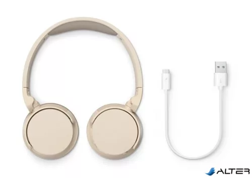Fejhallgató, vezeték nélküli, Bluetooth 5.3, PHILIPS "TAH3209", bézs