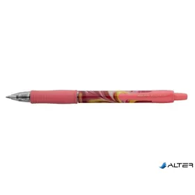   Zseléstoll, 0,32 mm, nyomógombos, rózsaszín tolltest, PILOT "G-2 Flow", kék