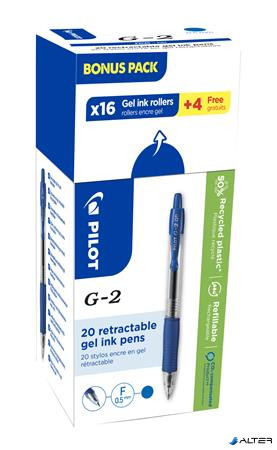 Zseléstoll, 0,25 mm, nyomógombos, PILOT "G-2, Bonus Pack", kék
