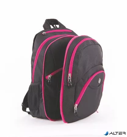 Hátizsák, 2in1, notebook tartóval és audió csatlakozóval, PULSE 'Teens', pink-fekete