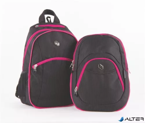 Hátizsák, 2in1, notebook tartóval és audió csatlakozóval, PULSE "Teens", pink-fekete