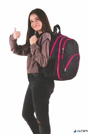 Hátizsák, 2in1, notebook tartóval és audió csatlakozóval, PULSE 'Teens', pink-fekete
