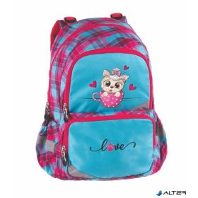   Hátizsák, anatómiai, PULSE "Anatomic Kitty Love", világoskék-rózsaszín