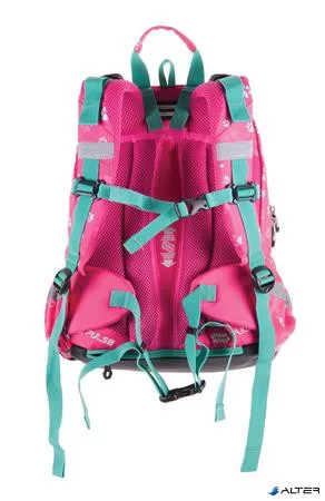 Hátizsák, anatómiai, PULSE 'Anatomic Miu Mrrr', zöld-rózsaszín