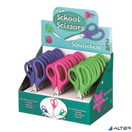 Olló display, iskolai, 14,5 cm, PLUS "Fitcut Smart", 3 különböző szín