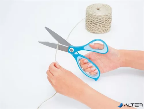 Olló, általános, 17,5 cm, PLUS "Fitcut Curve", világoskék