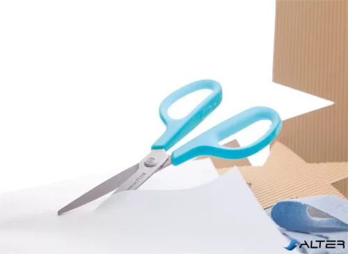 Olló, általános, 17,5 cm, PLUS "Fitcut Curve", világoskék