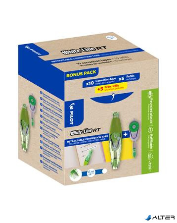 Hibajavító roller, 4 mm x 6 m, utántölthető, PILOT "Whiteline RT, Bonus Pack", utántöltővel