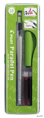 Töltőtoll, 0,5-3,8 mm, zöld kupak, PILOT 'Parallel Pen'