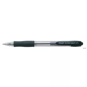   Golyóstoll, 0,22 mm, nyomógombos, PILOT "Super Grip", fekete
