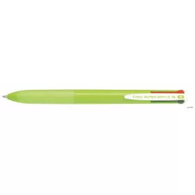   Golyóstoll, 0,27 mm, nyomógombos, világoszöld tolltest, PILOT "Super Grip G", négyszínű