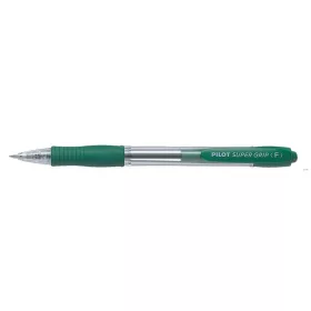   Golyóstoll, 0,22 mm, nyomógombos, PILOT "Super Grip", zöld