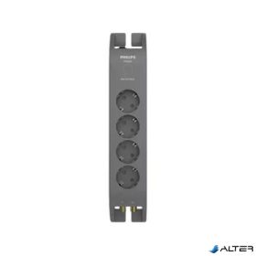   Elosztósor, 4 csatlakozóaljzat, túlfeszültség-védelemmel, 2 m kábel, PHILIPS, sötétszürke