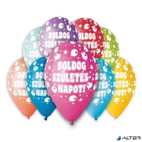 Léggömb, 30 cm, "Boldog Születésnapot", lufis