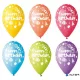 Léggömb, 30 cm, "Happy Birthday", bohócos