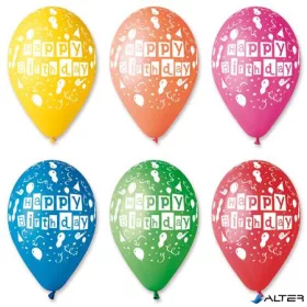 Léggömb, 30 cm, 'Happy Birthday', lufis