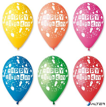 Léggömb, 30 cm, "Happy Birthday", lufis
