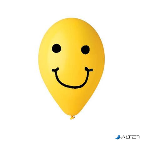 Léggömb, 30 cm, smiley, sárga
