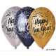 Léggömb, 33 cm, "Happy New Year", 3 különböző szín