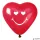Léggömb, 40 cm, szív alakú, smiley, piros