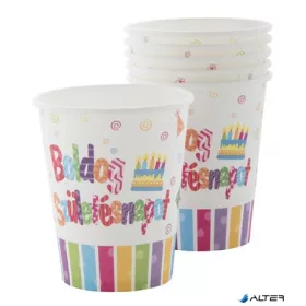 Pohár, papír, 2,5 dl, "Boldog születésnapot"
