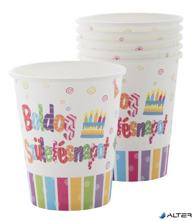 Pohár, papír, 2,5 dl, "Boldog születésnapot"