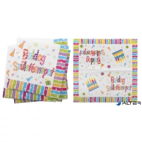 Szalvéta, 33x33 cm, 'Boldog születésnapot'
