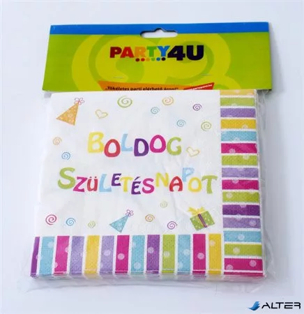 Szalvéta, 33x33 cm, 'Boldog születésnapot'