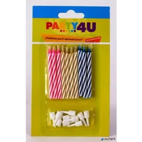 Gyertya, születésnapi, 10+10 db tartó