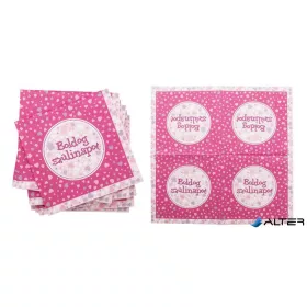   Szalvéta, 3 rétegű, 33x33 cm, "Boldog Születésnapot", rózsaszín