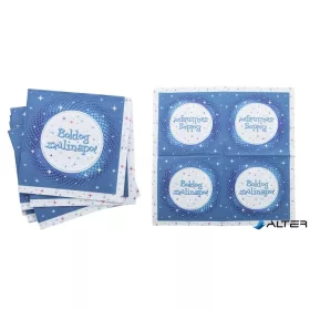   Szalvéta, 3 rétegű, 33x33 cm, "Boldog Születésnapot", kék