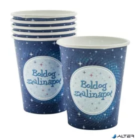 Pohár, papír, "Boldog Születésnapot", kék