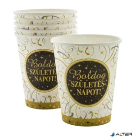   Pohár, papír, 2,5 dl, "Boldog Születésnapot", elegáns