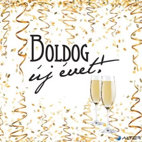   Szalvéta, 3 rétegű, 33 x 33 cm, 'Boldog Új évet'