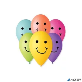 Léggömb, 30 cm, smiley, vegyes színek