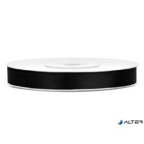 Szatén szalag, 6 mm, fekete