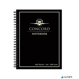Spirálfüzet, A4, vonalas, 70 lap, CONCORD, fekete