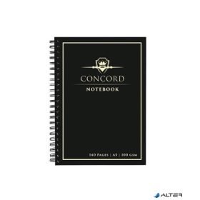 Spirálfüzet, A5, vonalas, 70 lap, CONCORD, fekete