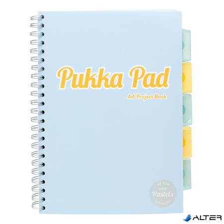 Spirálfüzet, A4, vonalas, 100 lap, PUKKA PAD "Pastel project book", vegyes szín