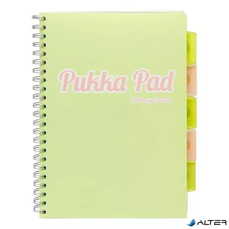 Spirálfüzet, A4, vonalas, 100 lap, PUKKA PAD "Pastel project book", vegyes szín