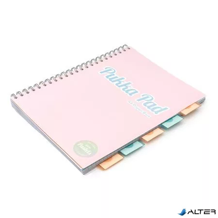 Spirálfüzet, A4, vonalas, 100 lap, PUKKA PAD "Pastel project book", vegyes szín