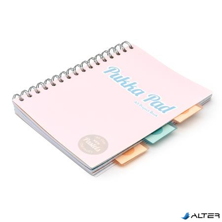 Spirálfüzet, A5, vonalas, 100 lap, PUKKA PAD 'Pastel project book', vegyes szín