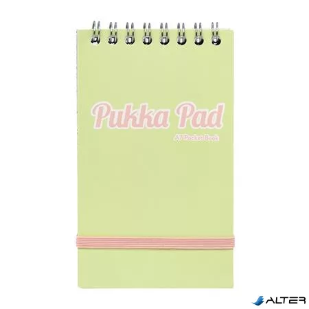 Jegyzetfüzet, spirálozott, A7, vonalas, 50 lap, PUKKA PAD "Pastel", vegyes színek