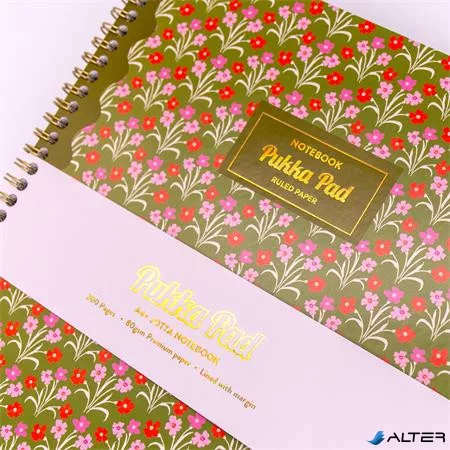 Spirálfüzet, A4+, vonalas, 100 lap, PUKKA PAD "Floral Jotta Notebook", vegyes minta
