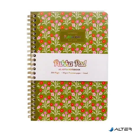 Spirálfüzet, A5, vonalas, 100 lap, PUKKA PAD "Floral Jotta Notebook", vegyes minta