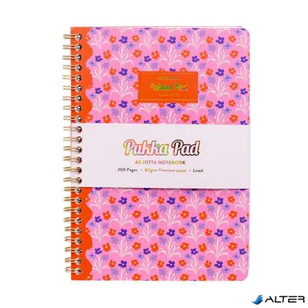 Spirálfüzet, A5, vonalas, 100 lap, PUKKA PAD "Floral Jotta Notebook", vegyes minta