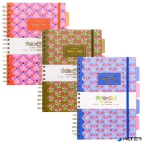   Spirálfüzet, B5, vonalas, 100 lap, PUKKA PAD "Floral Project Book", vegyes minta