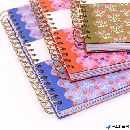 Spirálfüzet, B5, vonalas, 100 lap, PUKKA PAD "Floral Project Book", vegyes minta